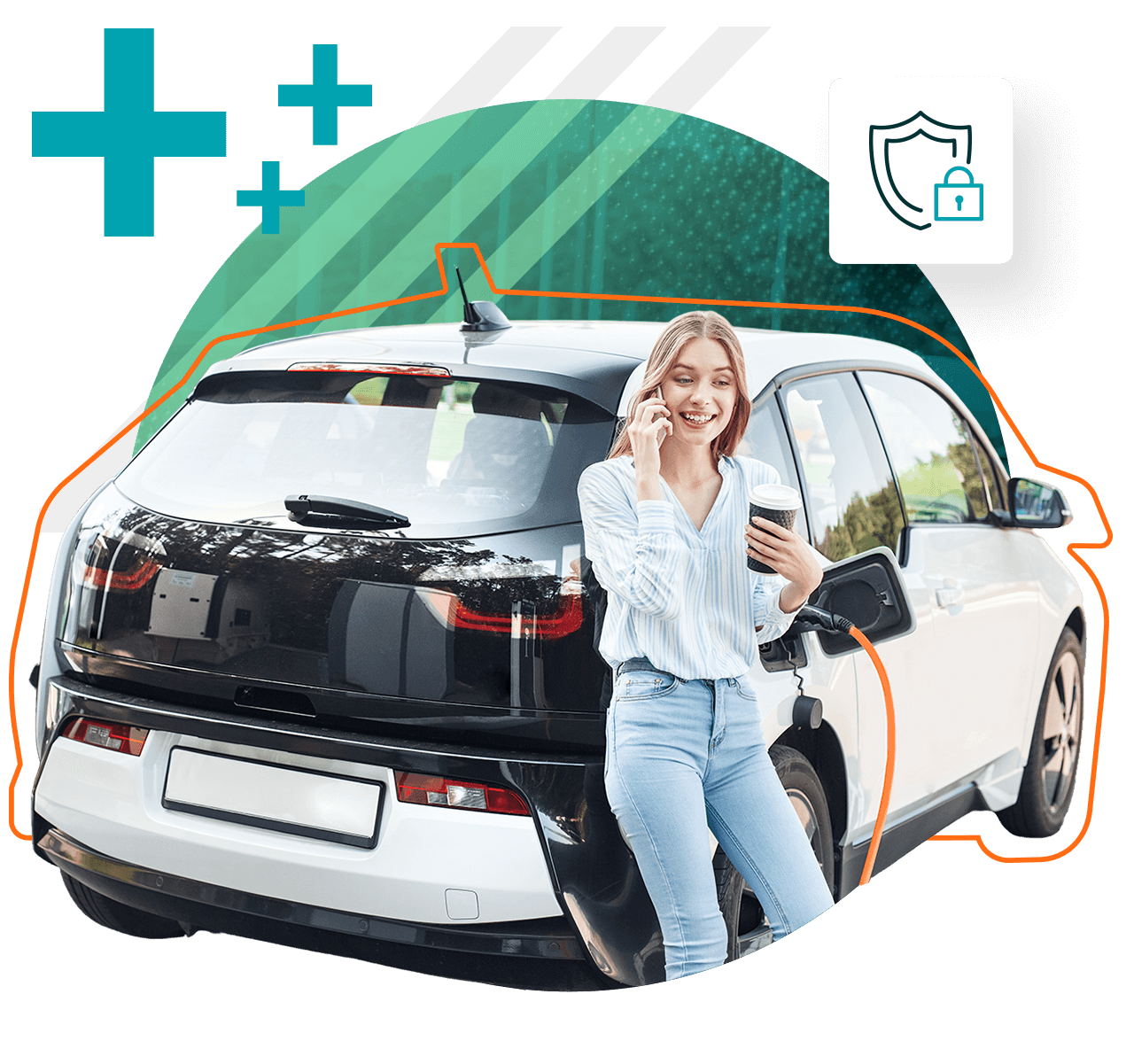 Young professional man charging his ev